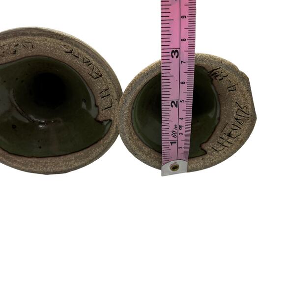 Wine Goblets Flutes Set of Four Ceramic Handmade 1984 Vintage Blue Brown Retro - Picture 10 of 16